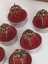 Set 6 x T - Light Candles Christmas present Shaped Festive Holiday mantels Decor