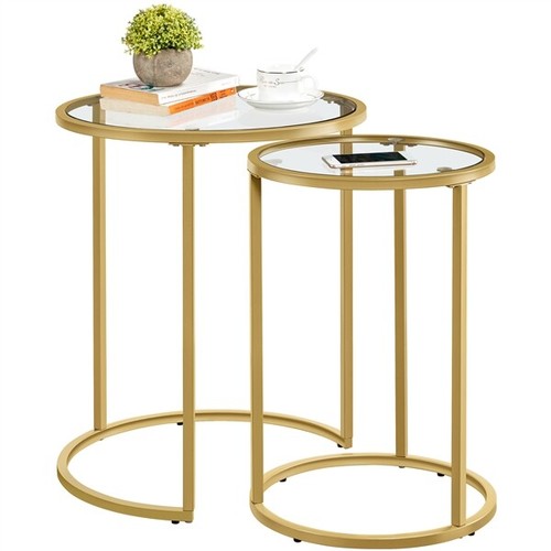 Round nesting table with - round, metal