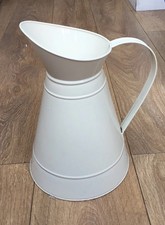 Large White Enamel Vintage Style Shabby Chic Farm Pitcher Jug Vase 30cm Tall 3L