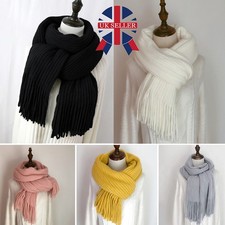 Pure Cashmere Knitted Scarf Winter Warm Premium Neck Scarves Solid Color Shawl