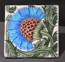 William De Morgan - BBB Tile in Blue - Sands End Pottery - Arts & Crafts - 6inch