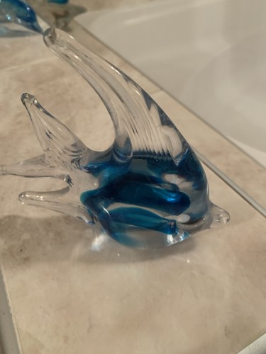 Glass angel fish ornament - glass,