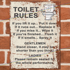 TOILET RULES Funny Metal Signs