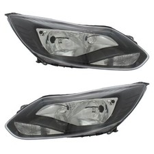 Ford Focus Mk3 Zetec & Titanium 2011-2015 Headlights Headlamps Black 1 Pair