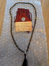 Genuine Tiger Eye Buddhist Mala Bead Necklace | Blessed by Monks