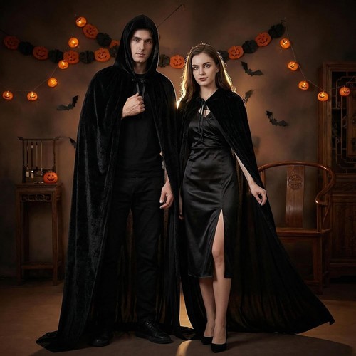 Black hooded cloak maxi - black,