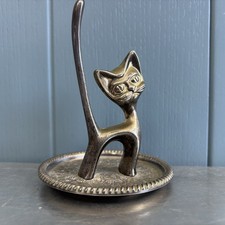 Vintage 1960s Seba Silver Plated Cat Ring Holder Made In England