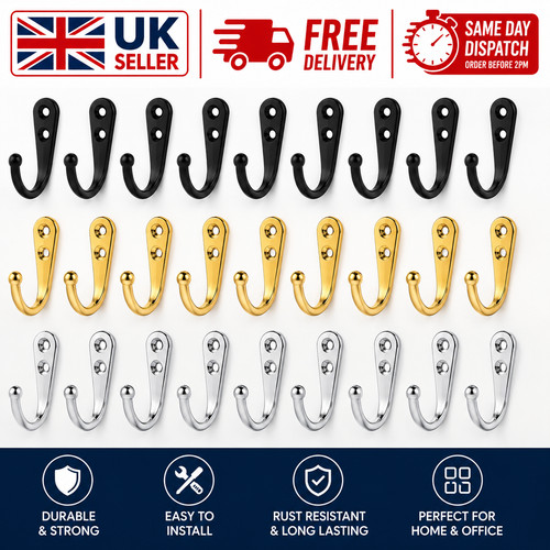 10x coat hooks - hooks, wall
