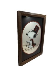 VINTAGE SNOOPY SCHULZ MIRRORED PICTURE IN WOODEN FRAME