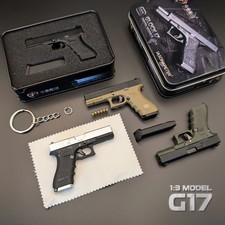 Mini G17 Pistol 1:3 Model Keychain Gun Moving Parts 6 Ejecting Bullets 