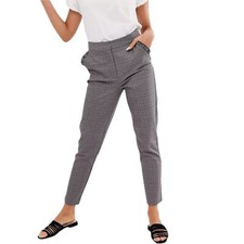 BRAVE SOUL Womens Check Trousers Stretch Ladies Office Party Casual Slim Bottoms