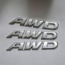 3x Big Silver Chrome AWD Metal
