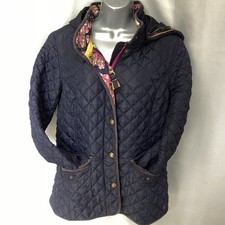 Vintage Joules Ladies Navy Blue Padded Jacket Size 14 (492K)