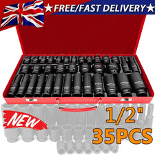 35 Piece Heavy Duty Car Truck Deep Impact Socket Set 1/2" Drive 8- 32mm Metric