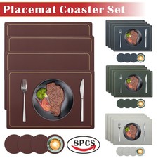 8pcs PU Leather Coaster