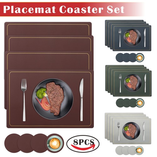 8pcs leather coaster - 8pcs, pu