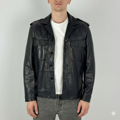 Men black leather - black,