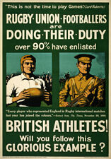 WA2 Vintage WWI British Rugby Football Athletes Recruitment Poster WW1 A1 A2 A3