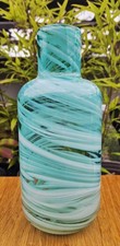 IKEA Retro Glass Turquoise & White Swirl Vase Designed by Iina Vuorivivarta 25cm