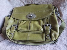 Fossil Brand Maddox Leather Cross Body Messenger Bag / Satchel - Olive