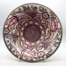 CHARLOTTE RHEAD 1940s Bursley Ware Wind Tossed Tulips FRUIT BOWL