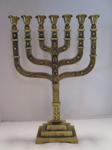 Vintage large brass menorah - vintage,