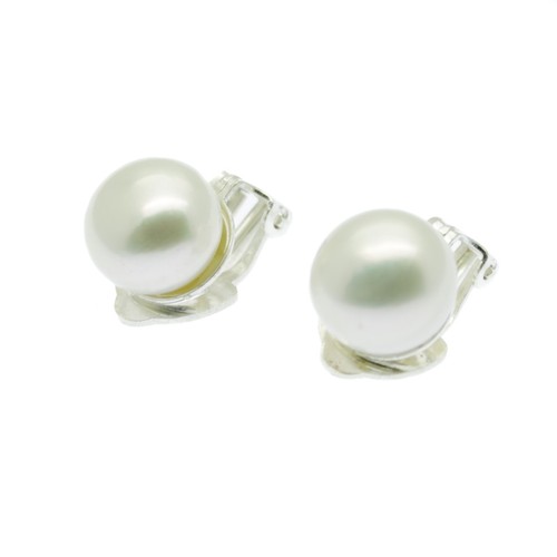 Pearl clip earrings 9mm - earrings,