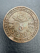 Brighton Corporation Tramways Tram Inspector Number 5 Uniform Hat Cap Badge