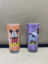 Heavy Quality Pair Of Disney Glasses Mickey And Minnie Half Moon Bay Glass