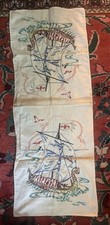 Cool Vintage Viking Design Hand Embroidered Dresser Scarf Table Runner 40" X 15"