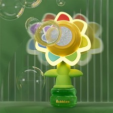 Electric Sunflower Bubble Machine Automatic Shaking Head Light Up One-Key Maker