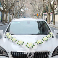 UK Wedding Car Flowers Decoration Kit Set White Flowers & Ribbon Bows Organza UK