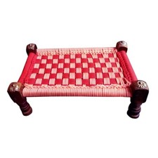 Wooden Charpai Cot Khaat Chowki for Pooja Ghar Small size  colour may be vary