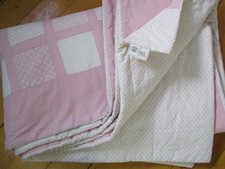LAURA ASHLEY Vintage 80s Farmhouse Style Patchwork Double-Bed Quilt/Bedspread