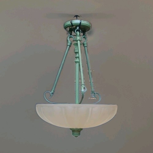 Light green metal chandelier - 3-light,