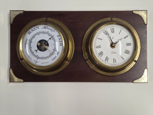 Vintage barometer and - and, clock