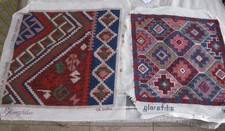 2 x vintage Glorafilia England wool completed needlepoint tapestry Aztec