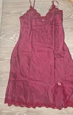 La Senza 100% Silk Nightie,Nighty Nightdress Midi Uk 12 Burgundy chemise