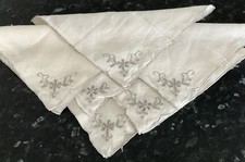 6 Vintage Embroidered Tea Napkins 10.5” square approx.