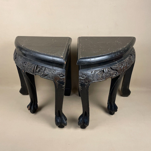 Pair antique chinese wooden - pair,