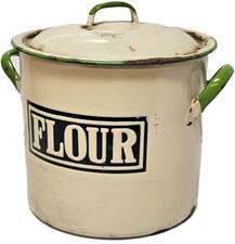 Antique Cream and Green Enamel