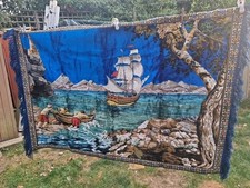 Vintage Italian Tapestry Wall Rug ( 144 X 96 Cm ) Nautical Theme
