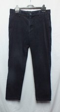 M&S NAVY STRETCH COTTON VELVET NEEDLECORD CHINO STYLE TROUSERS. WAIST: 34ins