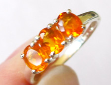 Mexican Fire Opal Three-Stone
