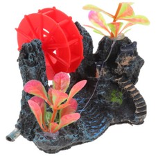 Water Wheel for Fish Tank Supplies Rockery Model Natural Decor