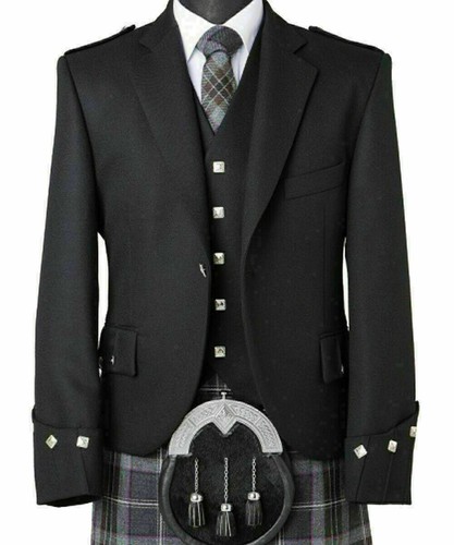 Black men argyle kilt jacket - black,