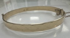 Vintage 9ct Rolled Gold Bangle 1/5th Diamond Cut Pattern Hinged