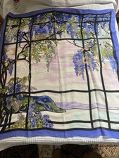 TIFFANY Silk Chiffon Scarf View of Oyster Bay Stained Glass Wisteria The MET NY