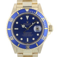 Rolex Submariner Date 16618 40 mm Blue Dial 18ct Yellow Gold 2005 Box & Papers