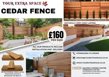 CEDAR Fencing £160 SQM INC LABOUR END MATERIAL EXC VAT